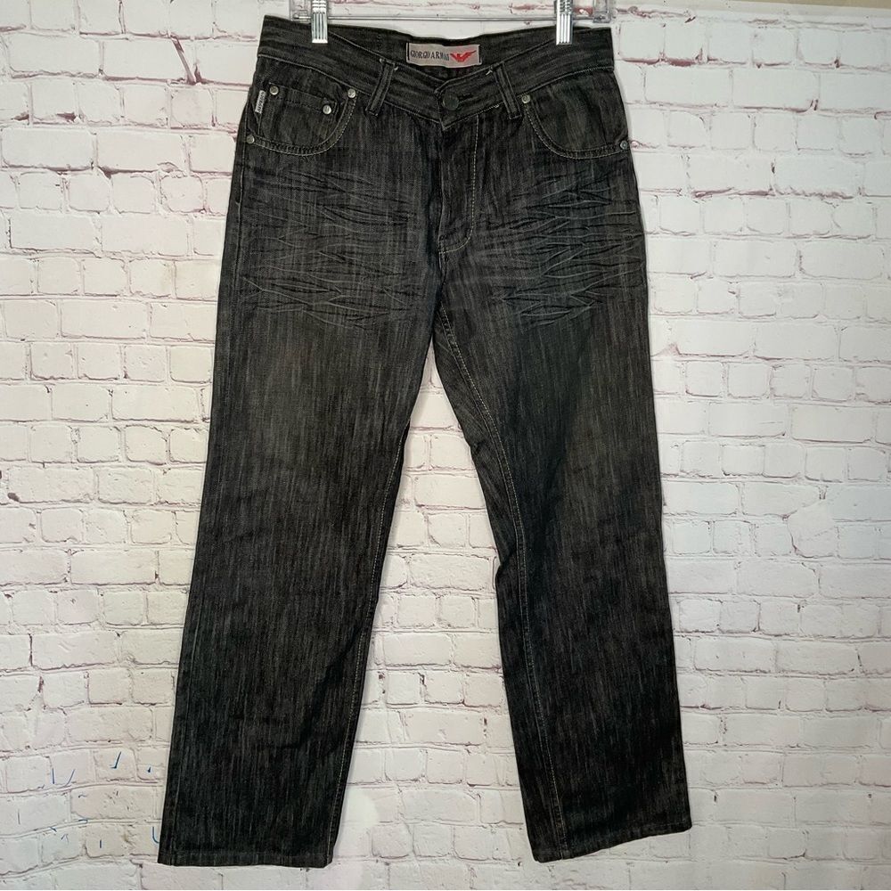 Giorgio Armani Men’s Black Pants Straight Leg Denim Jean 32‎